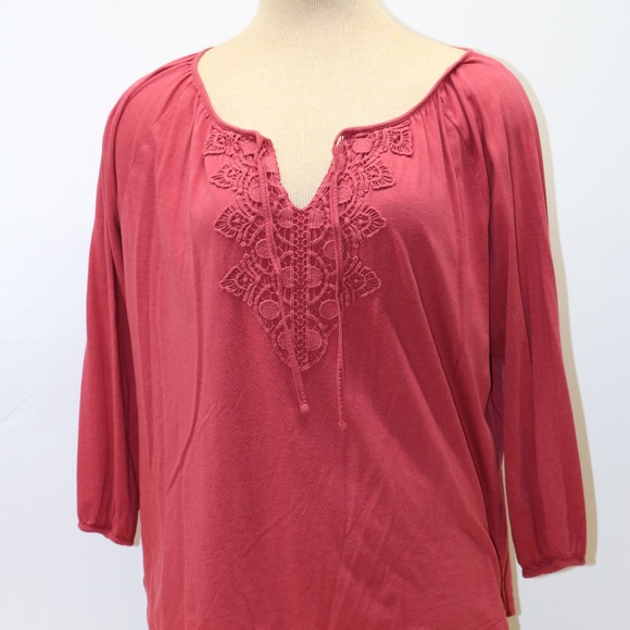 Chaps Tops - Chaps Red/Rose XL Vneck 3/4 Sleeve Cotton Blouse Chaps Tops - Chaps Red/Rose XL Vneck 3/4 Sleeve Cotton Blouse